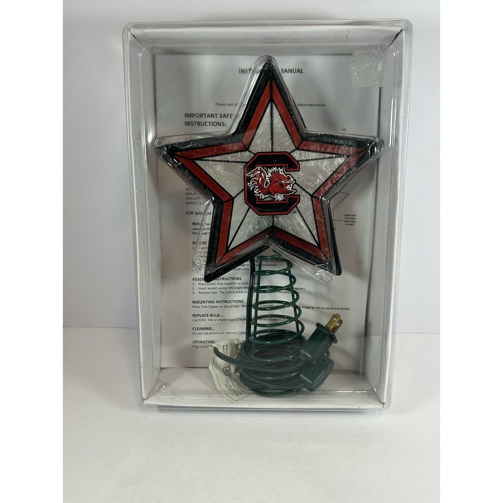 NCAA South Carolina Gamecocks Logo Christmas Mosaic Tree Star Topper Light Works